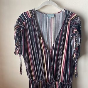 Veronica M Jumpsuit - Colorful stripes, short sleeve, cropped pant